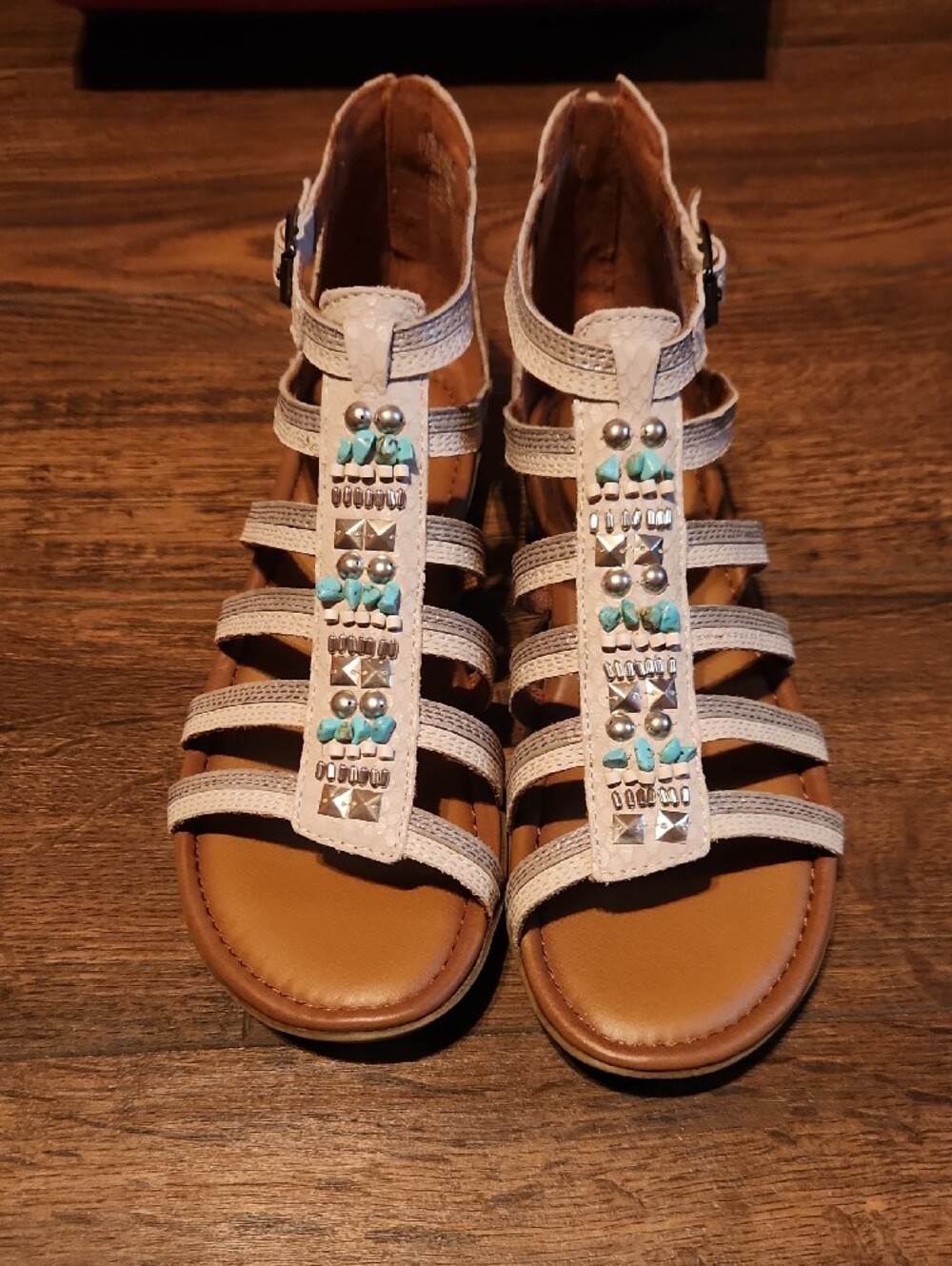 Women Rockport Women's Tan Strappy Beaded Gladiator Sandals - Picture 8 of 9
